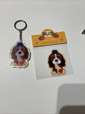Beagle x Cavalier King Charles Mix Keychain & Sticker Set